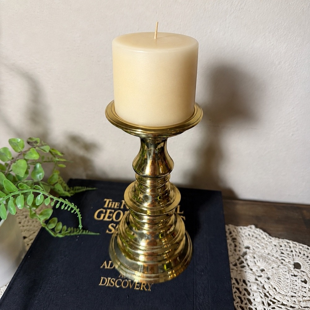 Vtg Virginia Metalcrafters Williamsburg Brass Candleholder Candlestick Spike 10"
